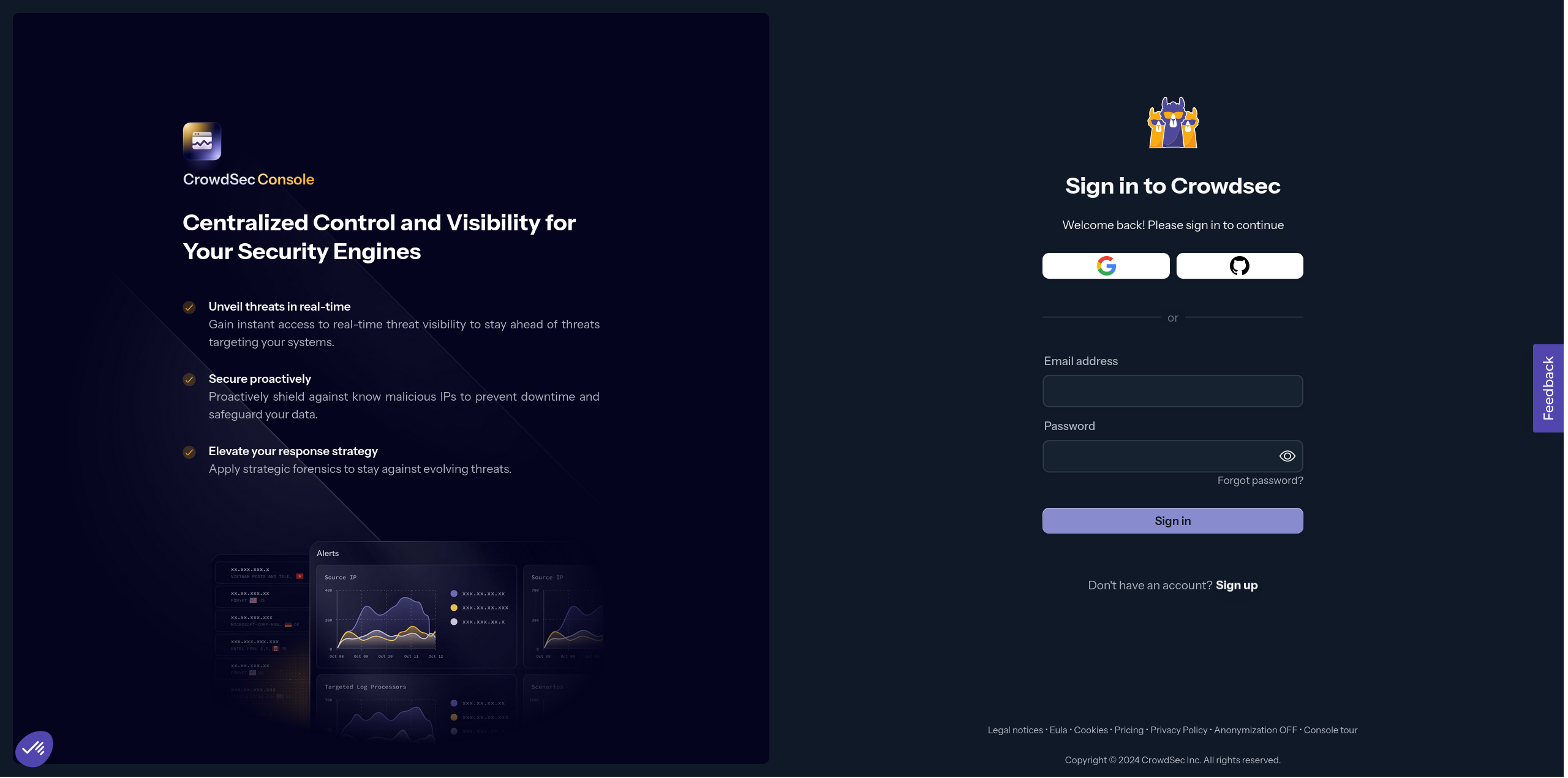 CrowdSec Signup Screen